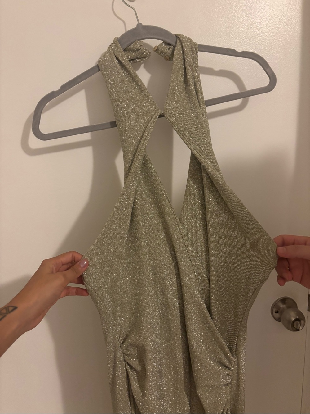 Zara Metallic Silver Halter Maxi Dress - Picture 2 of 4